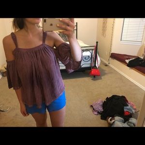 Purple off the shoulder flowy top